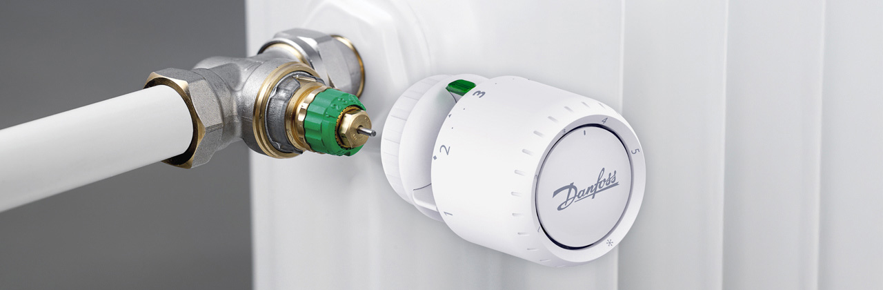Danfoss Dynamic Valve radiatorafsluiter en Danfoss Aveo thermostaatknop
