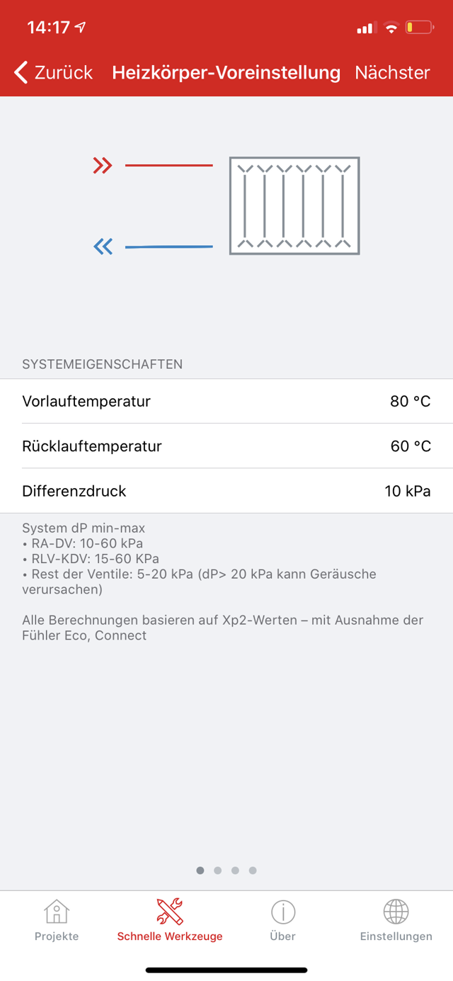 Danfoss-App für Installateure Voreinstellungen für Heizkörper und Fußbodenheizungen