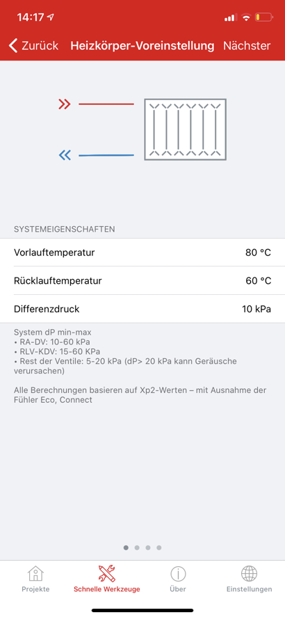 Danfoss-App für Installateure Voreinstellungen für Heizkörper und Fußbodenheizungen