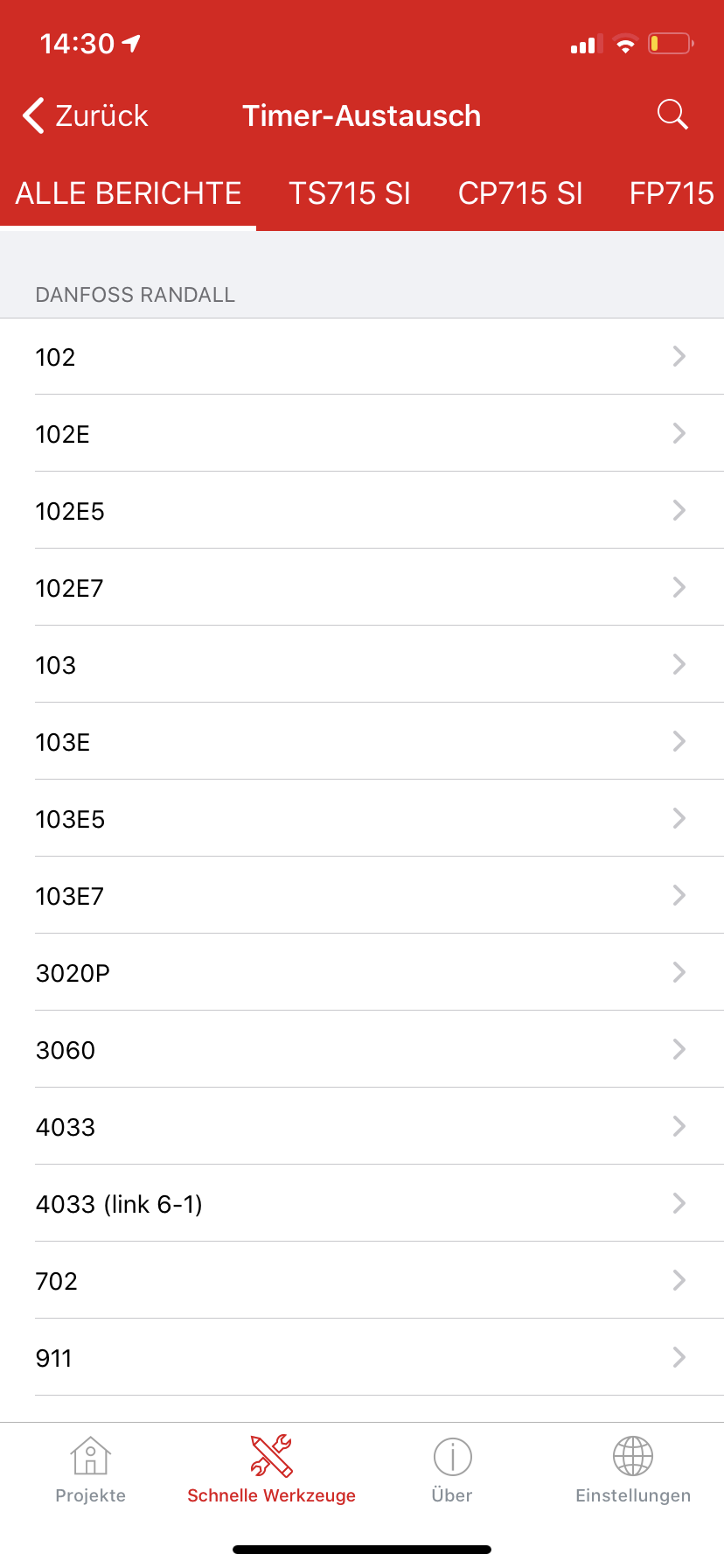 Danfoss-App für Installateure Austausch von Zeitschaltuhren