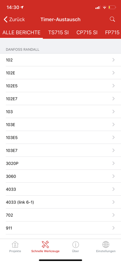 Danfoss-App für Installateure Austausch von Zeitschaltuhren