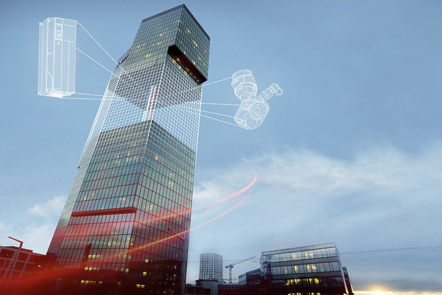 Prime Tower in Zürich mit X-Rays von Danfoss-Produkten und Danfoss-Flow