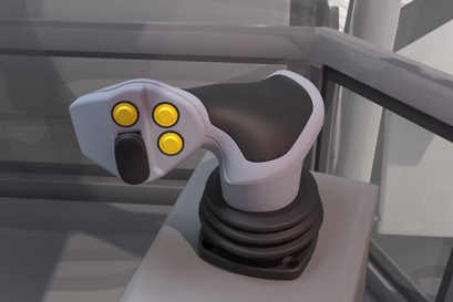 Joysticks in einer modernen Fahrer- und Steuerkabine