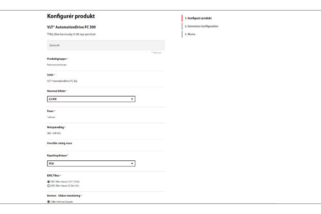 konfigureret VLT AutomationDrive FC 300 med Fieldbus