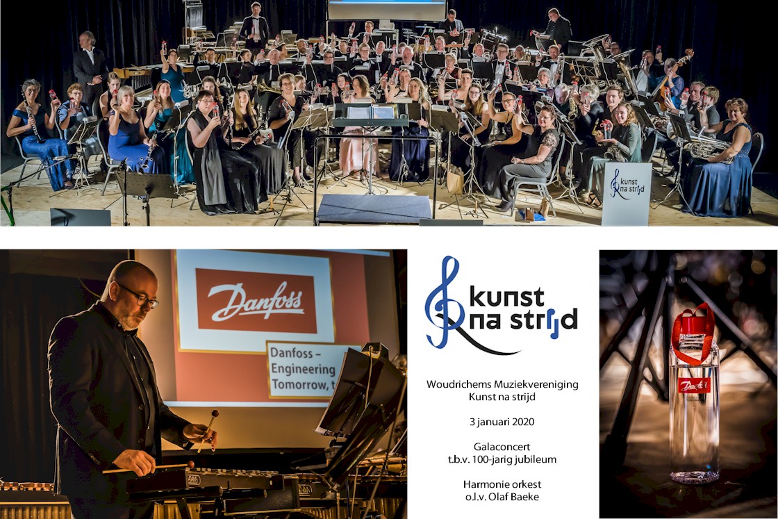 Op 3 januari j.l. vierde Woudrichems Muziekvereniging Kunst Na Strijd haar 100-jarig jubileum met een prachtig galaconcert. Muziek verbindt en geeft energie, daarom werkte Danfoss Drives graag mee als sponsor.
