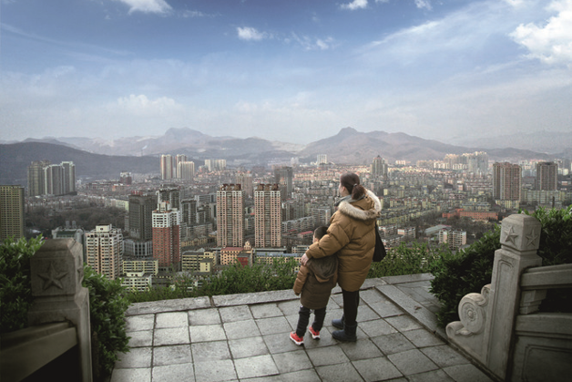 Mother with her child, Benxi in China