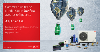 Gamme de groupes de condensation Danfoss avec réfrigérants A1, A3 et A2l