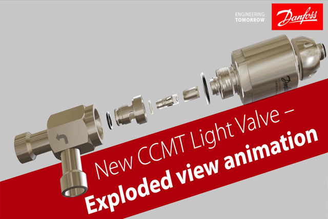 Neues Danfoss CCMT Light – elektrisches Regelventil für CO2 – Animation in Explosionszeichnung