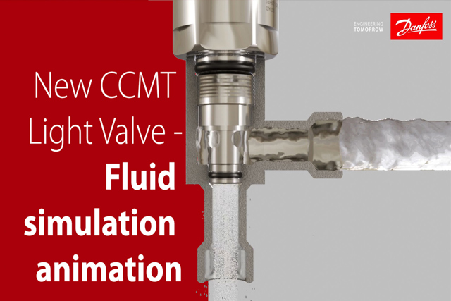 Neues Danfoss CCMT Light – elektrisches Regelventil für CO2 – Flüssigkeitssimulations-Animation