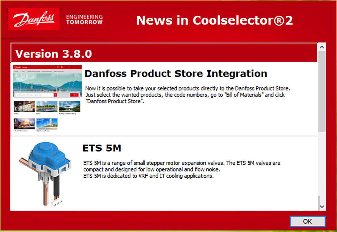 Danfoss ETS 5M is now available in Coolselector®2
