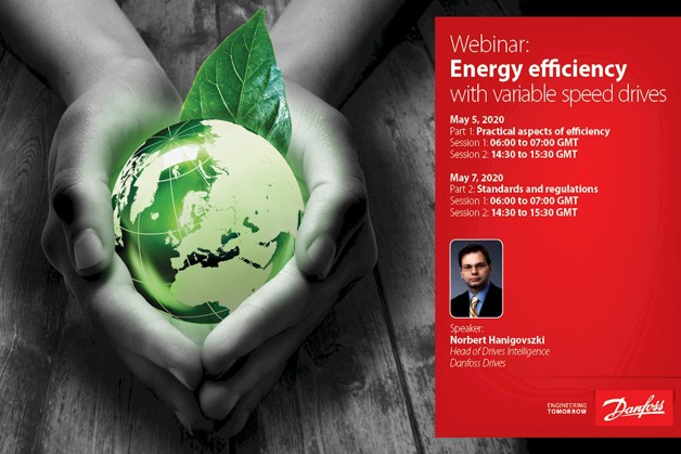 Tweedelige webinars Energie efficiëntie met frequentieregelaars op 5 en 7 mei 2020 - Danfoss Drives
