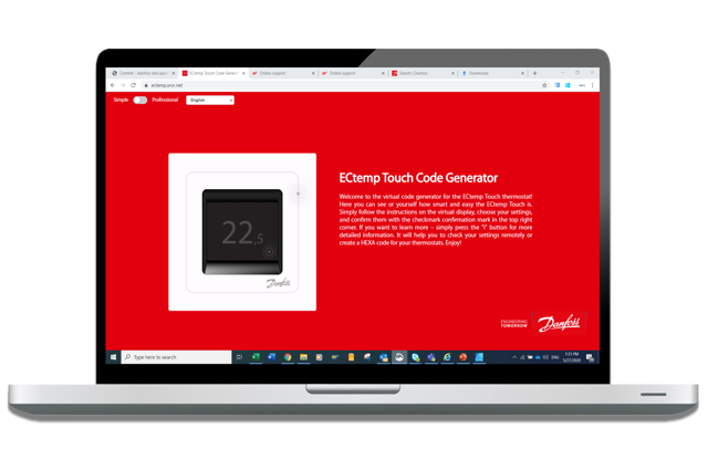 Codegenerator für die Thermostate DEVIreg™ Touch/ECtemp Touch