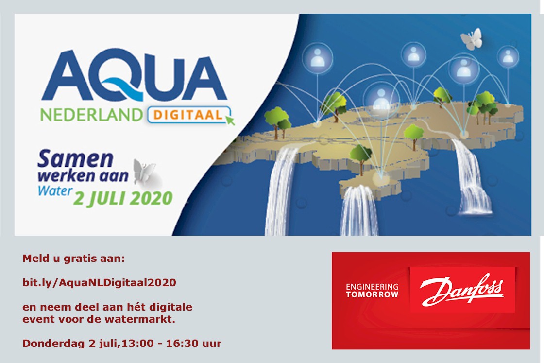 Aqua Nederland Digitaal op 2 juli 2020 is het online event voor de watermarkt met Danfoss Drives en ENGIE ElectroProject met Condition Based Monitoring
