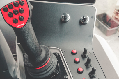 Danfoss joystick in a machine cabin
