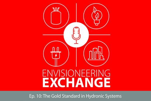 EnVisioneering exchange logo featuring a grey bar that names the episode number and headline