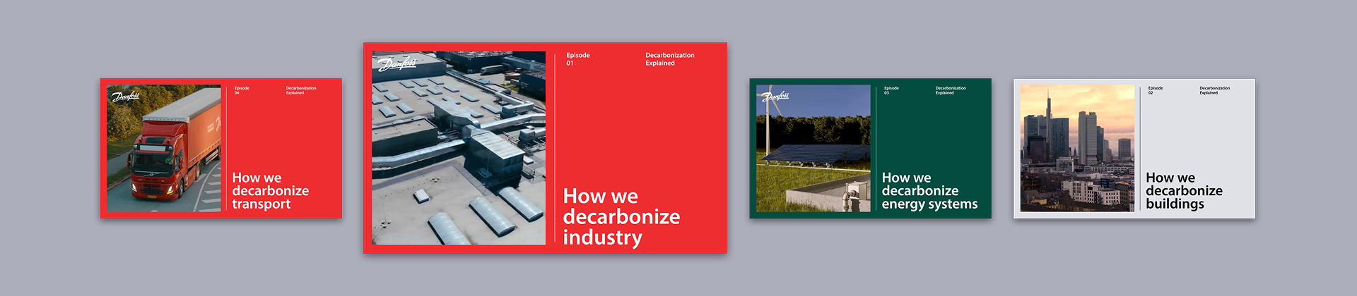 Decarbonization Explained Series Banner with different cards highlighting the episodes