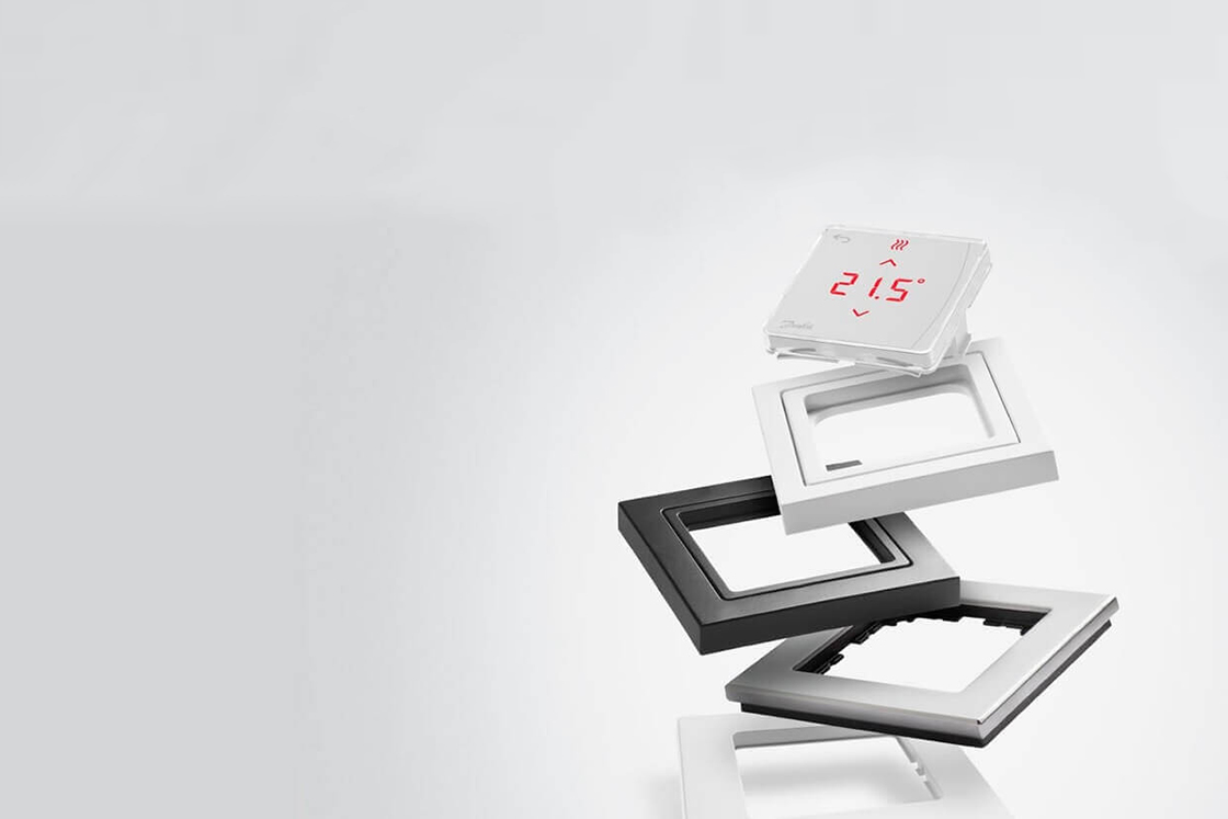 Danfoss Icon2- wizualizacja urządzenia i różne ramki, przełączniki światła