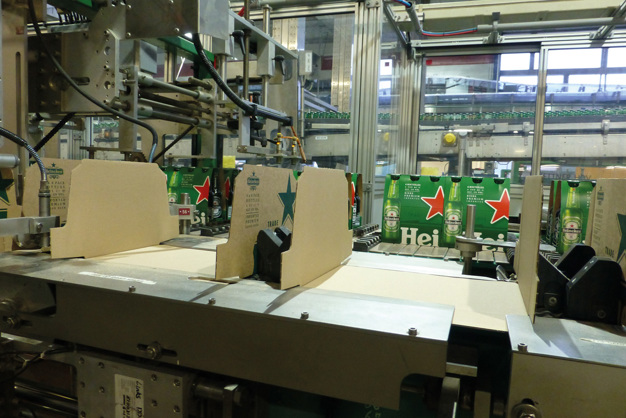 Heineken six-pack lijn is nu volledig gesynchroniseerd en verpakt 44.000 flessen per uur