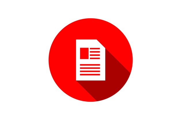 a paper icon in a red circle 