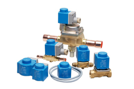 Product photo of the Danfoss line of solenoid valves for HVAC