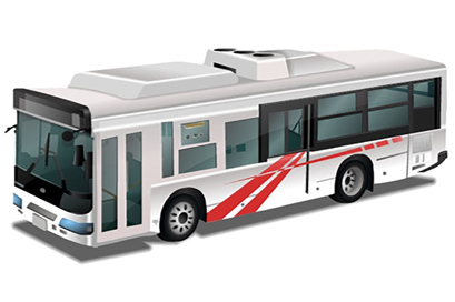 A cartoon bus representing bus & train air conditioning solutions by Danfoss