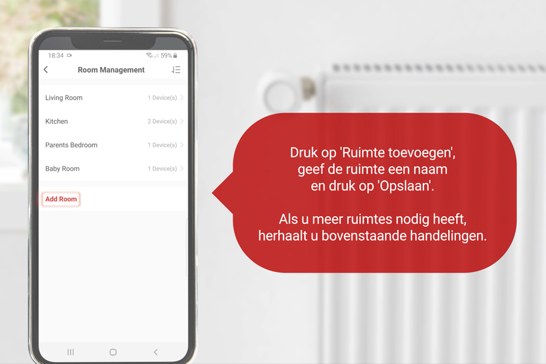 Danfoss Ally™ App - Werken met ruimtes en groepen en thermostaten toewijzen