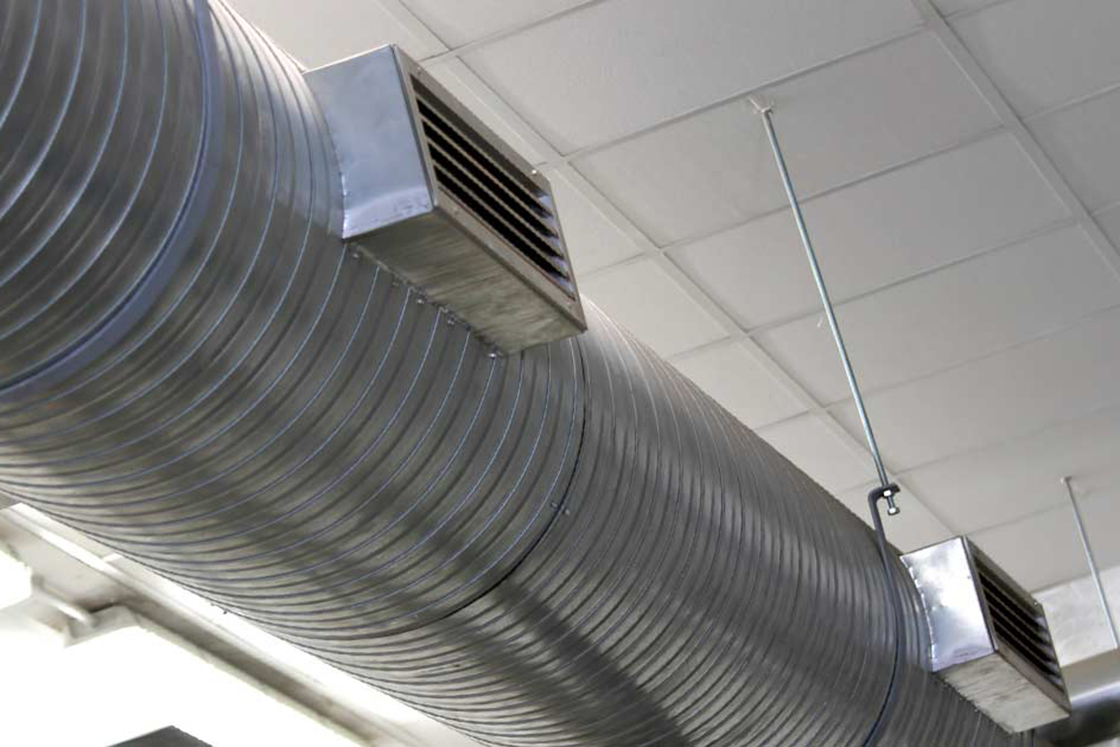 Air conditioning ducts inside a building to represent variable refrigerant flow solutions by Danfoss