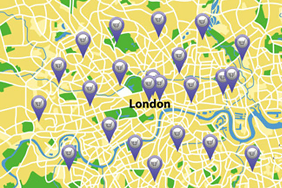Hypothetical distribution of stores with CO₂ systems in greater London