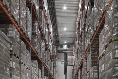 A cold storage warehouse representing: "Ammonia conversion for cold storage facility is simple with ICV flexline™ Danfoss"