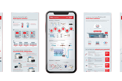 Smartphones with infographics on the screen