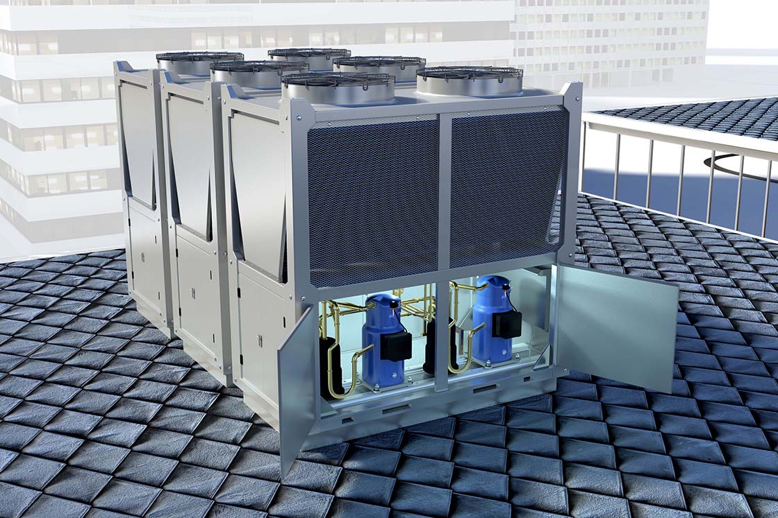Commercial heat pump system for air conditioning - Danfoss components and solutions