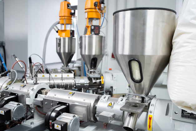 Plastic production is achieved through extrusion