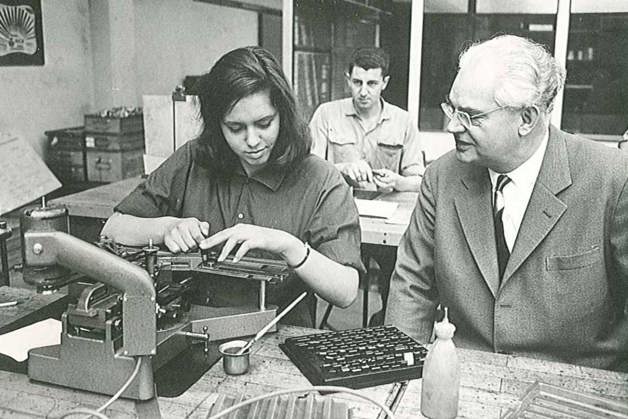 Mads Clausen in his old office, Nordborg