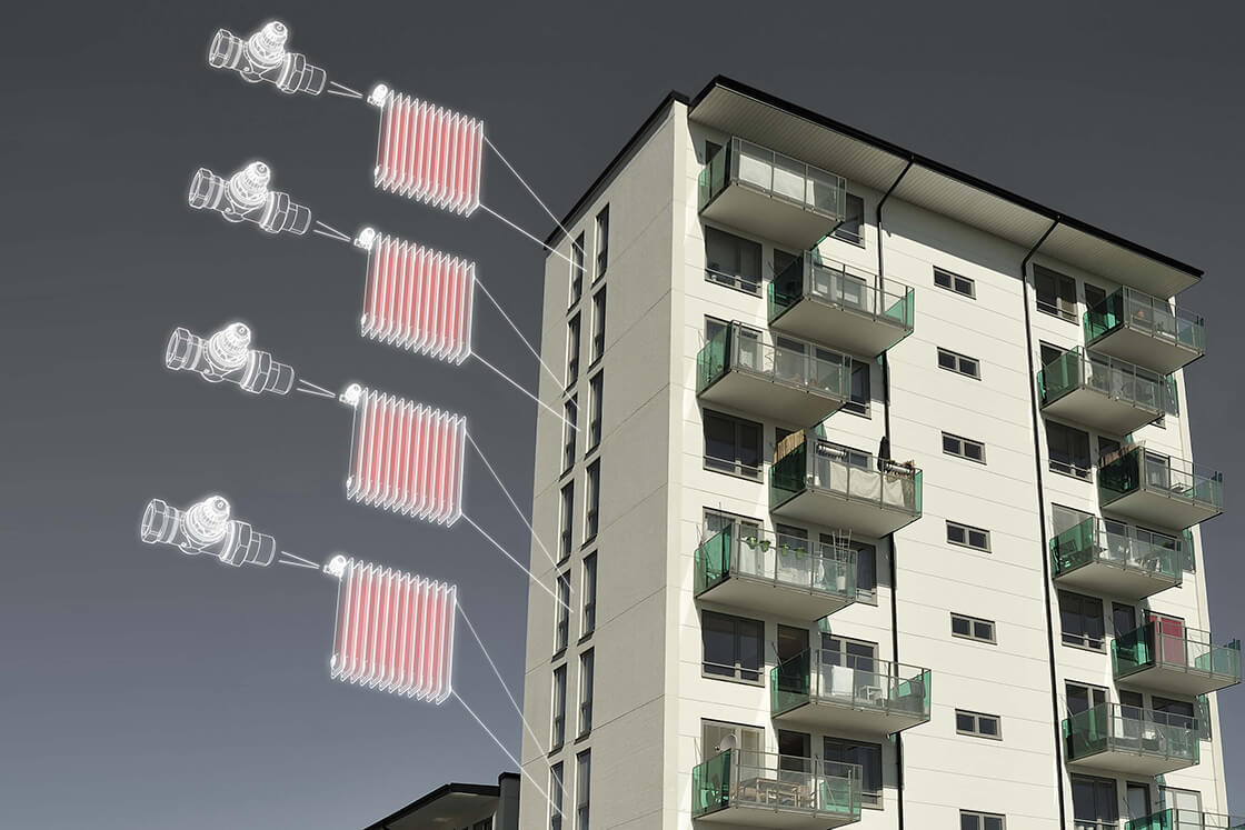 Thermostatic radiator valves installed in multifamily building