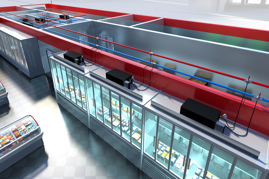 An animated image of the semi plug-in systems in supermarkets