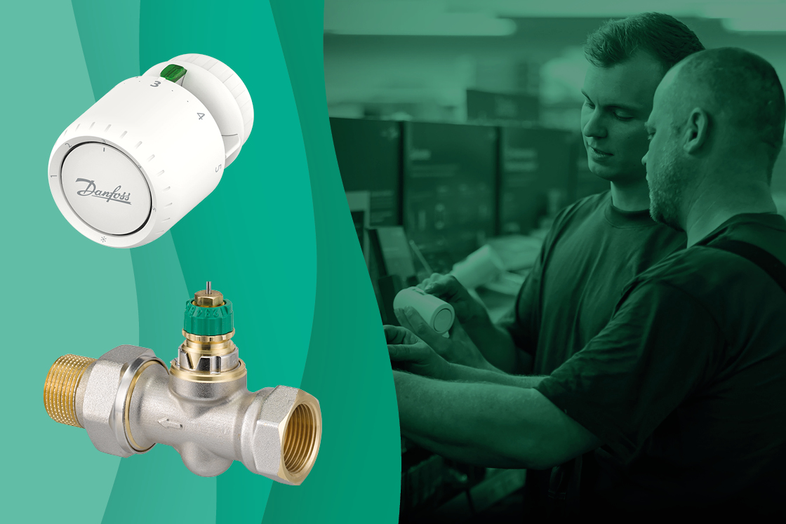 weisses Thermostat und Ventil