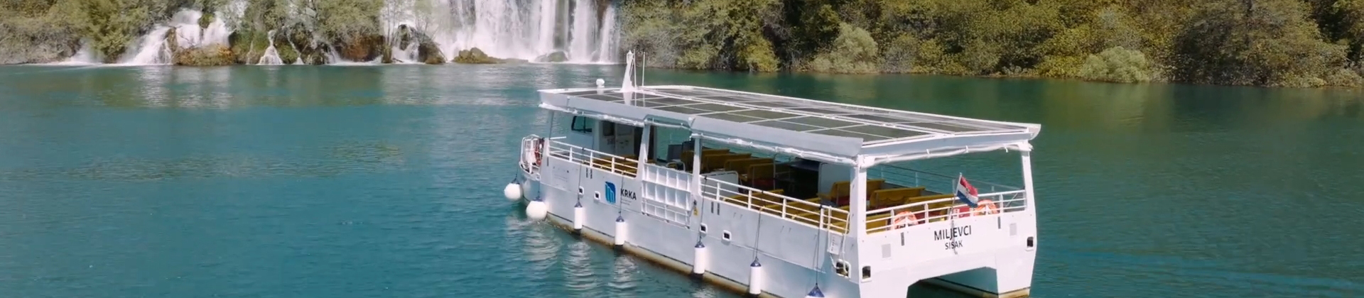 Solar-powered tour boat in Krka National Park in Croatia