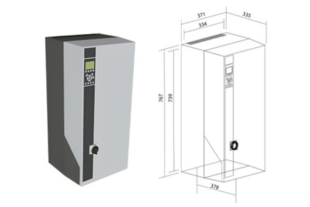 Voorbeeld van BIM file: VLT® HVAC Drive FC 102, behuizing C2/IP55 | Danfoss Drives