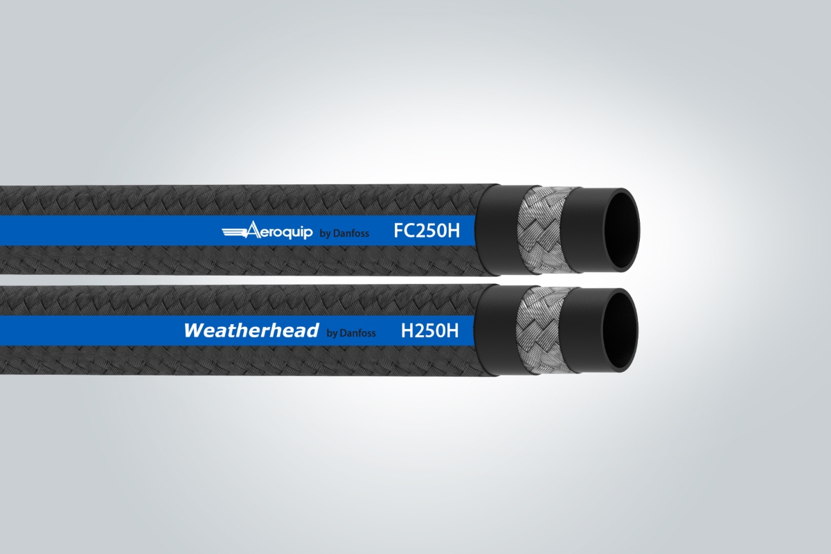 New FC250H and H250H hoses from Danfoss exceed SAE 100R5 performance with lighter, more flexible profiles