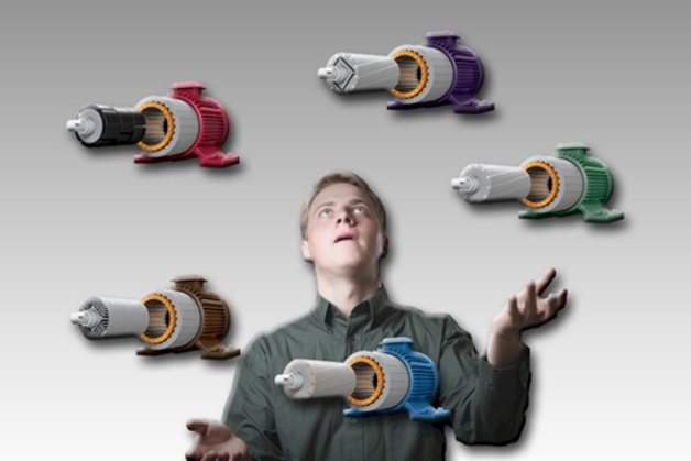 Man juggling electric motors