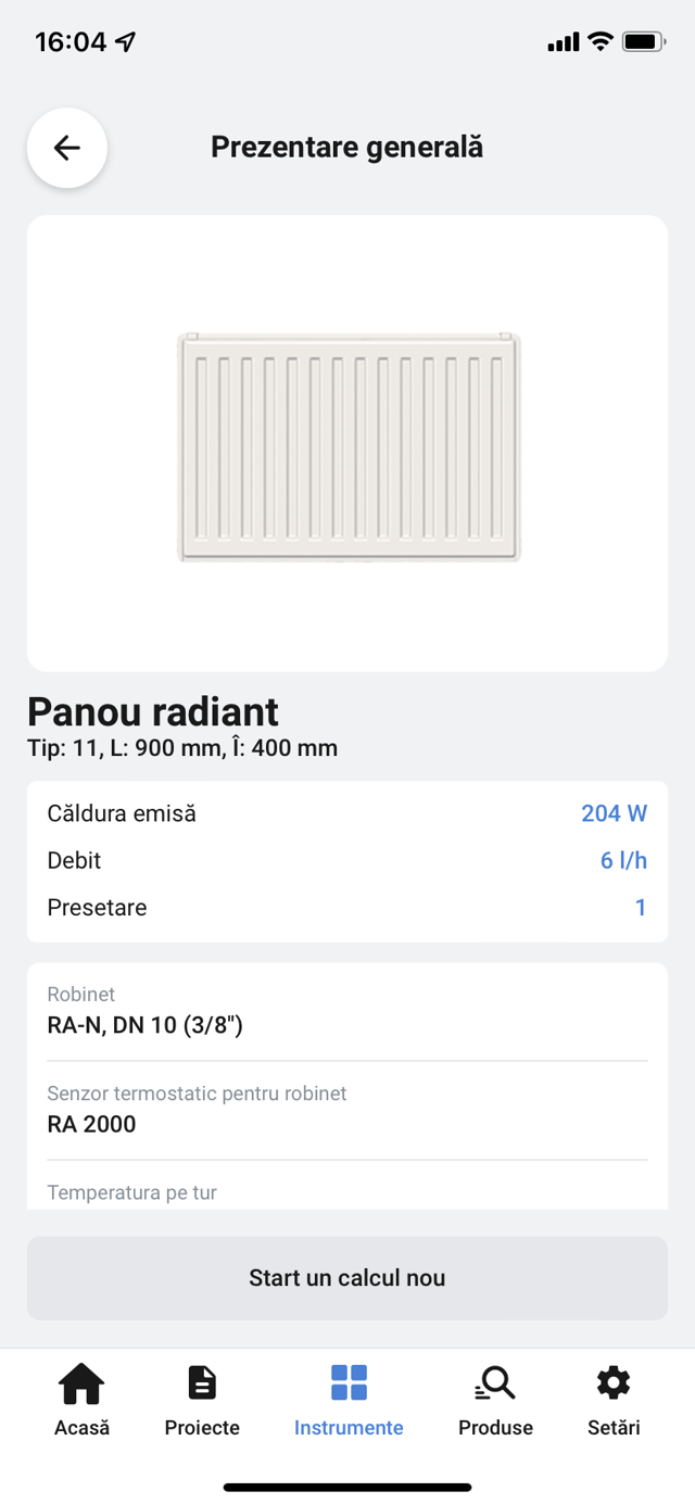 Installer App Radiator and floor heating presetting