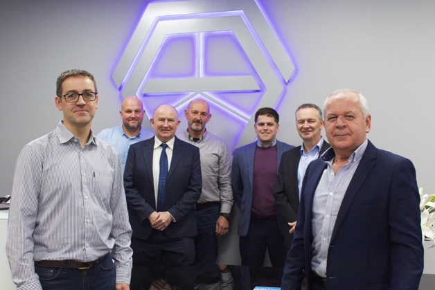 From left: Alun Roberts (Partner Manager, Danfoss Drives), Gavin Ford, Phil Perkins, David Owen, Paul Rowe, Alan Baird, and David Rowe (Managing Director, Applied Automation)
