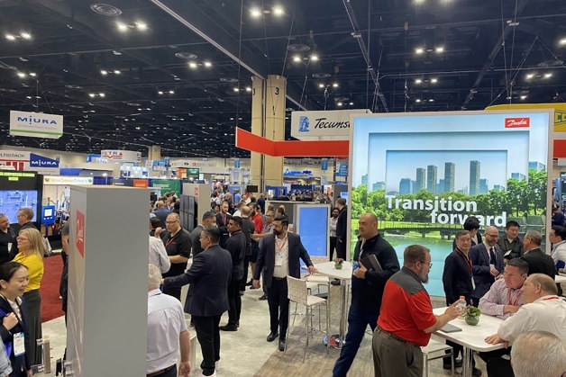 The Danfoss booth at AHR Expo showed the company’s newest HVAC/R technologies under the theme of “Transition Forward”.