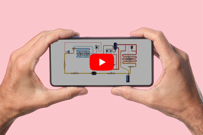 Smartphone in a hand with a play button