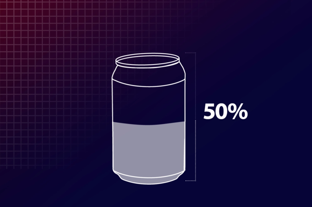 Illustration of a can that is 50% full