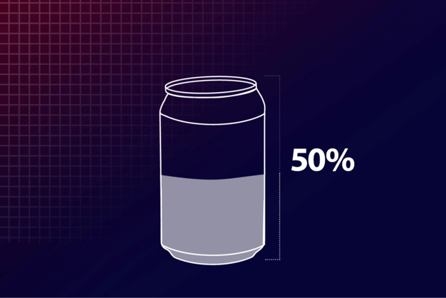 Ilustración de una lata llena al 50%