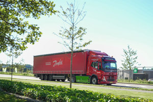 Electric Danfoss truck on the road