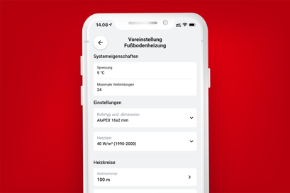 Danfoss-App für Voreinstellung Fußbodenheizung