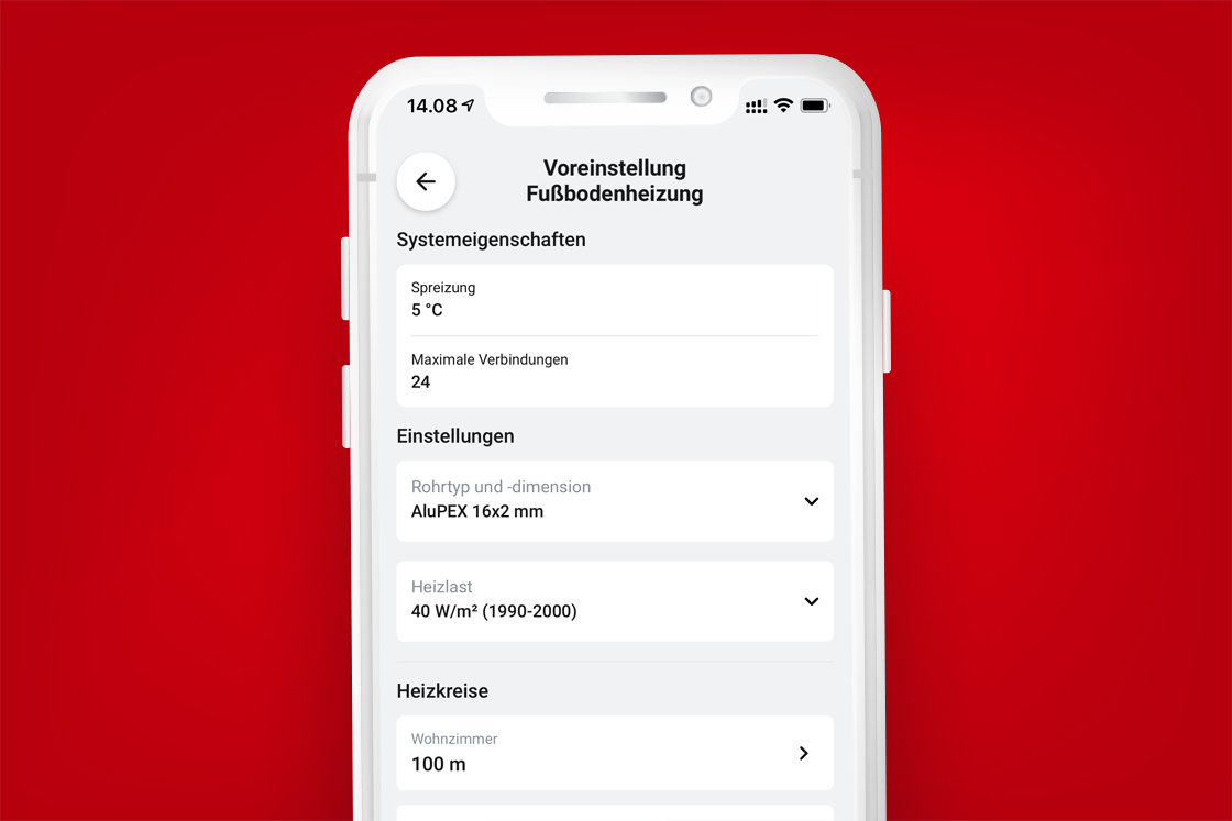 Danfoss-App für Voreinstellung Fußbodenheizung