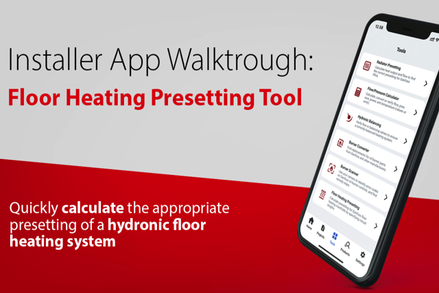 Floor heating presetting tool installer app